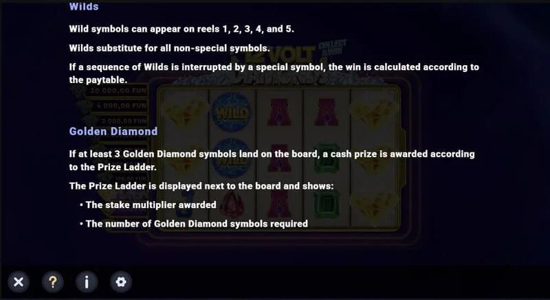 12 Volt Diamonds - set of Wild and paying symbols on the grid